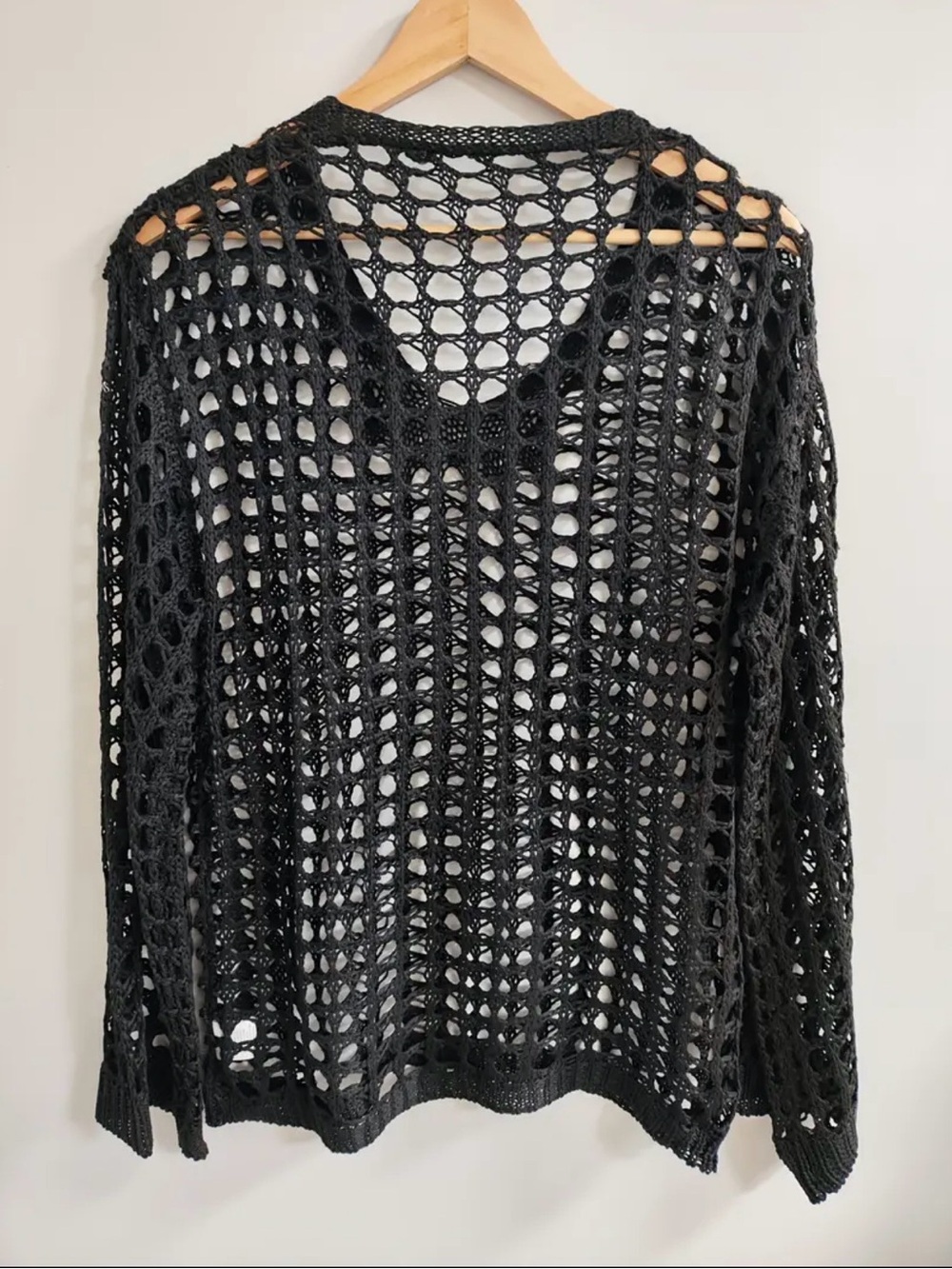 NWOT Women’s Black Open-Knit Off-Shoulder Sweater, Multiple Sizes - Picture 3 of 12